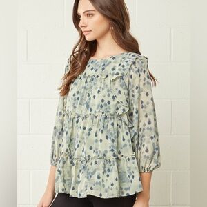 Entro Green Blue Top Size Small